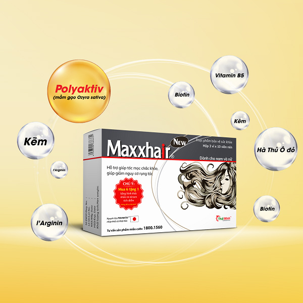 Maxxhair giúp giảm rụng tóc, kích thích tóc mọc nhanh, chắc khỏe 1