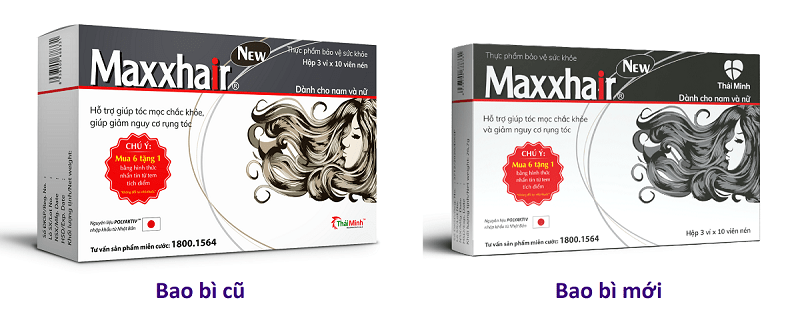 Thông báo thay đổi mẫu bao bì viên uống Maxxhair 1