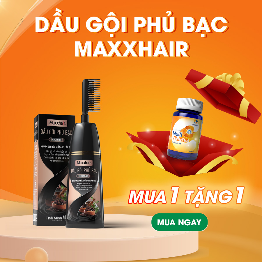 MUA 1 TẶNG 1: Mua 1 Dầu gội phủ bạc Maxxhair tặng ngay 1 lọ Multi Vitamin C